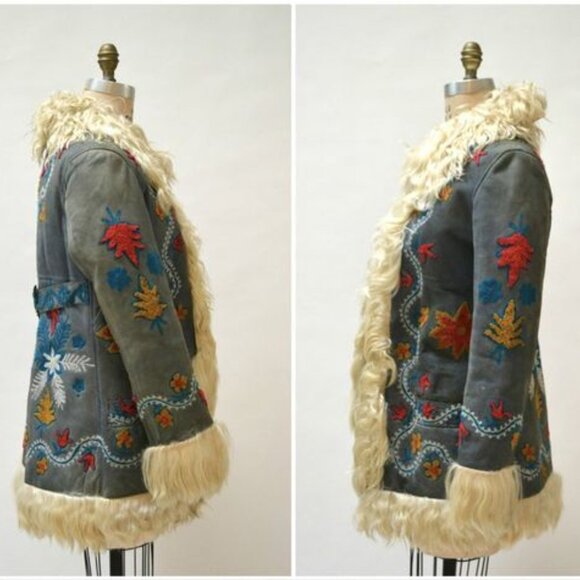 Afghan Shearling Embroidered Coat 70s - Picture 2 of 12
